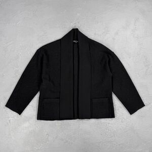 Eileen Fisher Black Merino Wool Felted Knit Cardigan Sweater Women's Medium